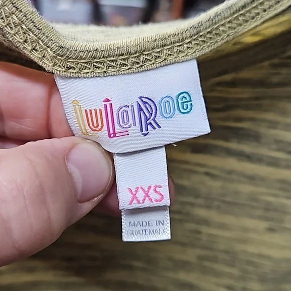 LulaRoe, Sz XXS Top, Blouse, Shirt, Yellow, Gray, Short Sleeve, Tee - Picture 6 of 7